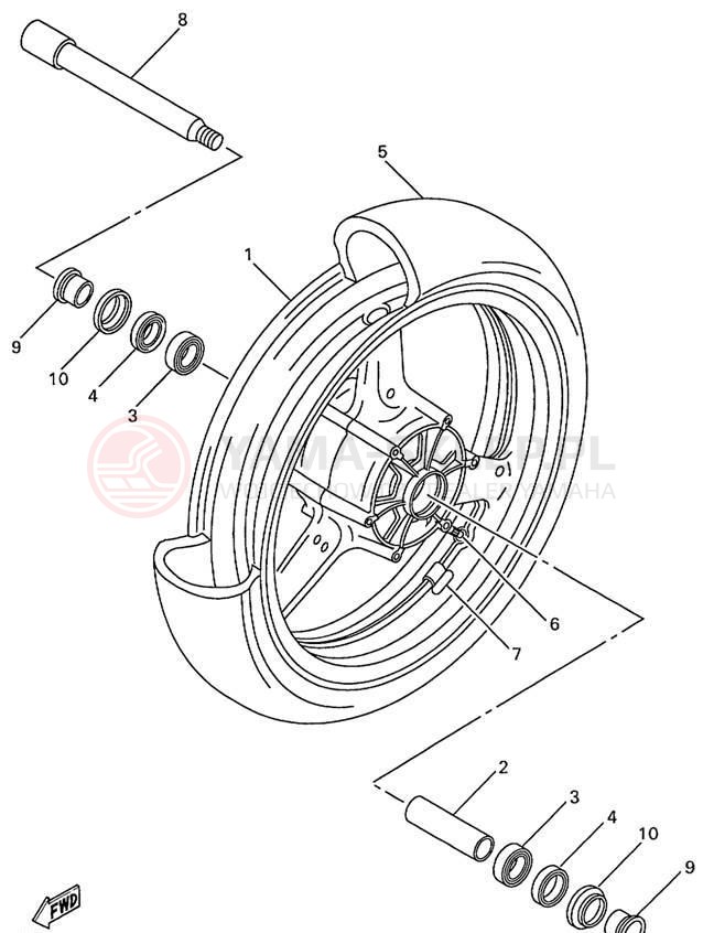 Schemat "Koło przód" do Yamaha R1 YZFR1L/YZFR1LC