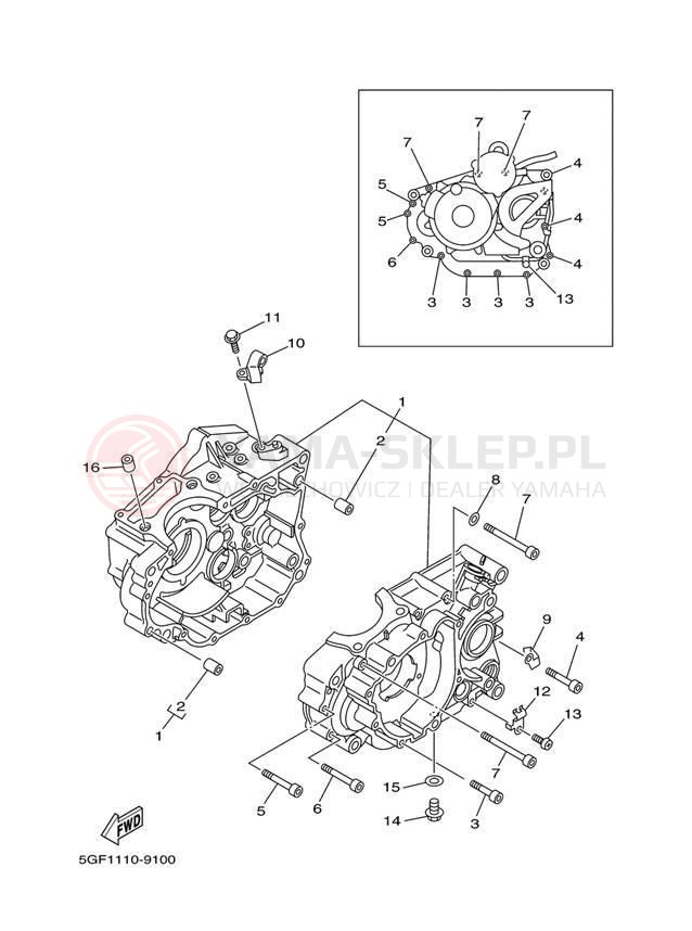 Schemat "Obudowa silnika" do Yamaha TT-R250 TTR250T/TTR250TC