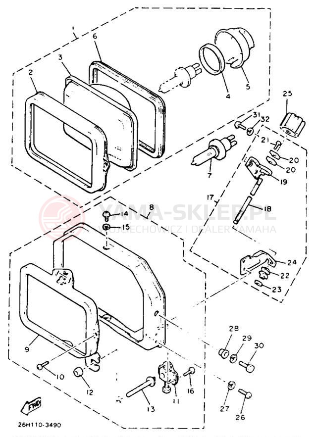 Schemat "Lampa przód" do Yamaha XVZ12L/XVZ12KC2