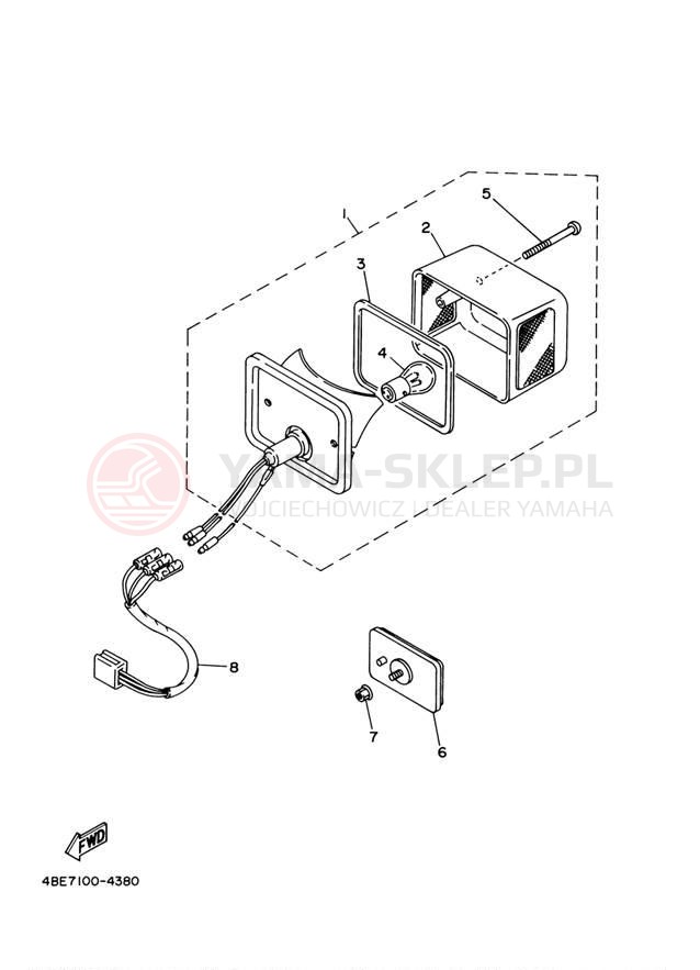 Schemat "lampa tył" do Yamaha XT225 XT225RC/XT225R