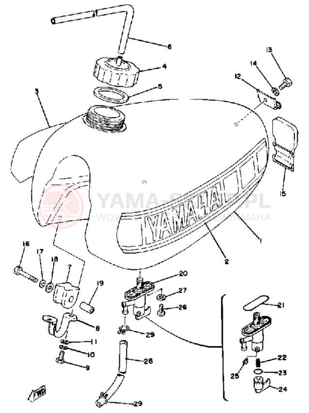 Schemat "zbiornik paliwa" do Yamaha YZ125F