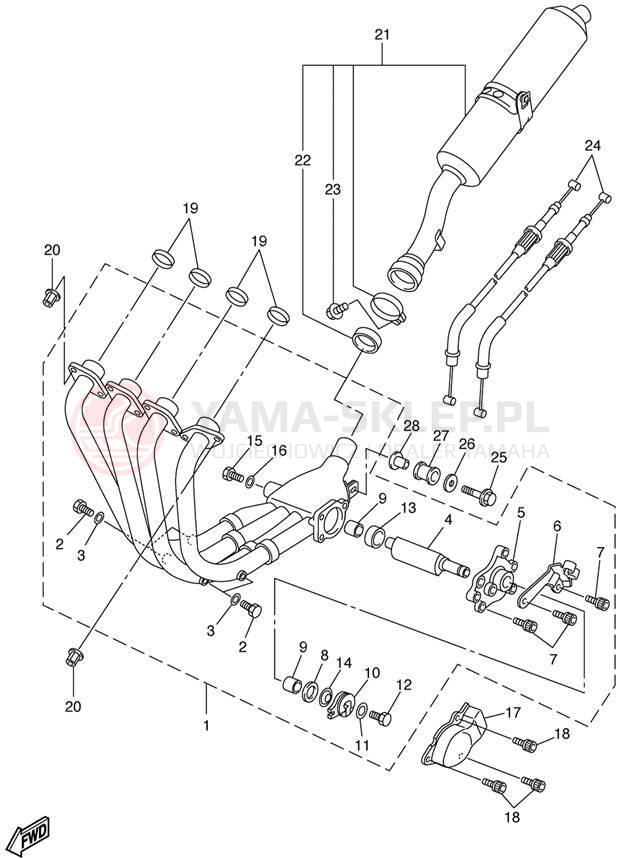 Schemat "Wydech końcowy" do Yamaha FZ1 FZS1000N/FZS1000NC