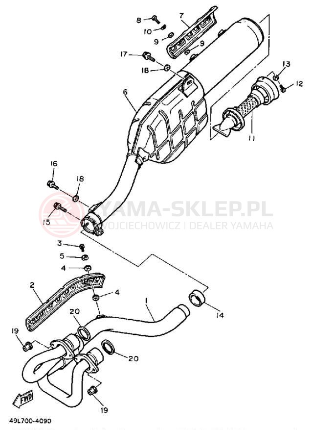 Schemat "Wydech końcowy" do Yamaha XT600TC/XT600T