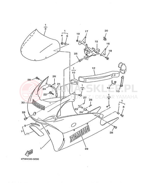 Schemat "elementy nadwozia" do Yamaha TZ250L