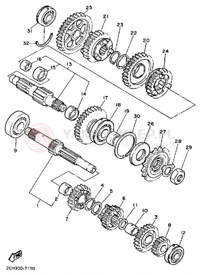 Schemat "Skrzynia biegów " do Yamaha FZR1000TC/FZR1000T