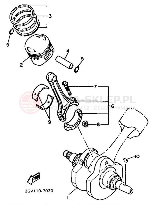 Schemat "Wał korbowy, tłok" do Yamaha VIRAGO 535 XV535TC/XV535T