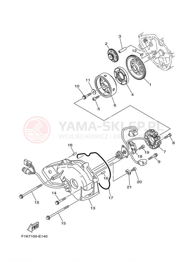 Schemat "prądnica" do Yamaha AR210 FRT1100AG