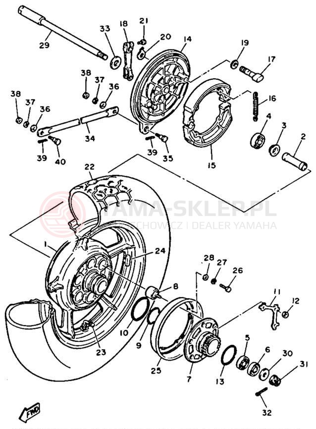 Schemat "Koło tył" do Yamaha VIRAGO 750 XV750B/XV750BC