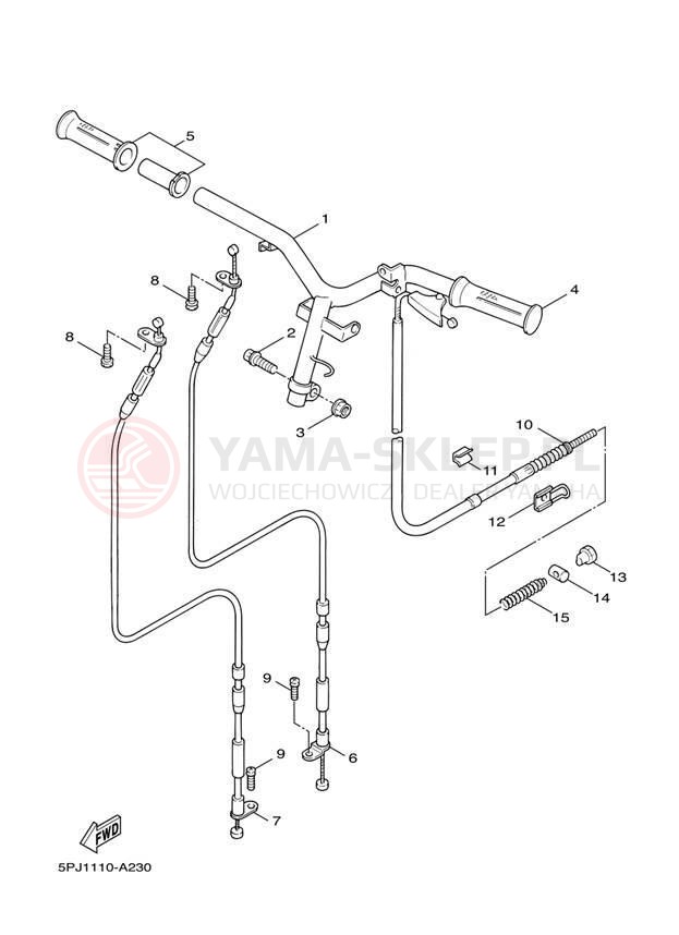 Schemat "Kierownica i osprzęt" do Yamaha ZUMA YW50T