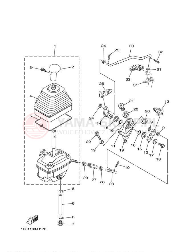 Schemat "dźwignia trybu napędu" do Yamaha BRUIN 250 YFM250BT
