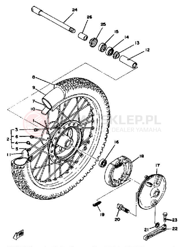 Schemat "Koło przód" do Yamaha YZ250E