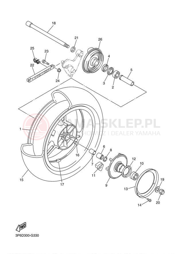 Schemat "Koło tył" do Yamaha FJR1300A FJR13AXCB/FJR13AXB