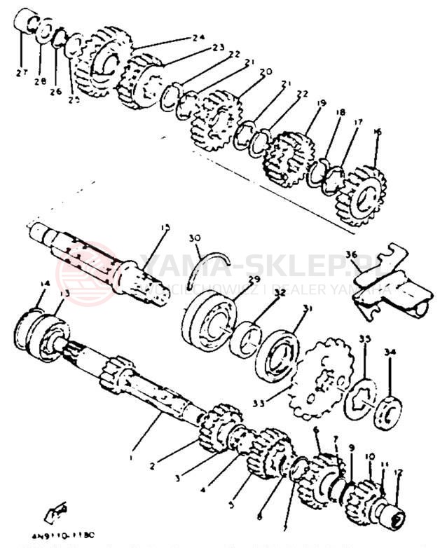 Schemat "Skrzynia biegów " do Yamaha XS650SK