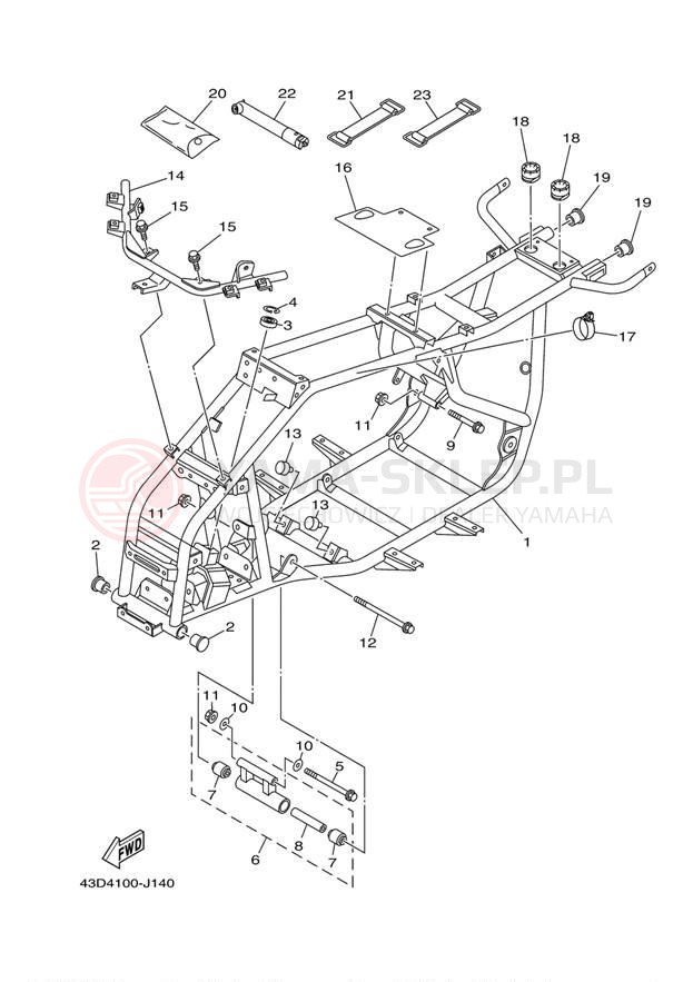 Schemat "rama" do Yamaha RAPTOR 90 YFM90RDW/YFM90RDL