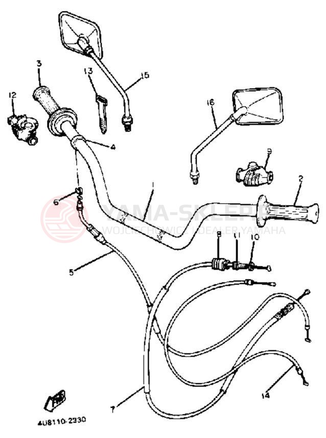 Schemat "Kierownica i osprzęt" do Yamaha XJ550RK