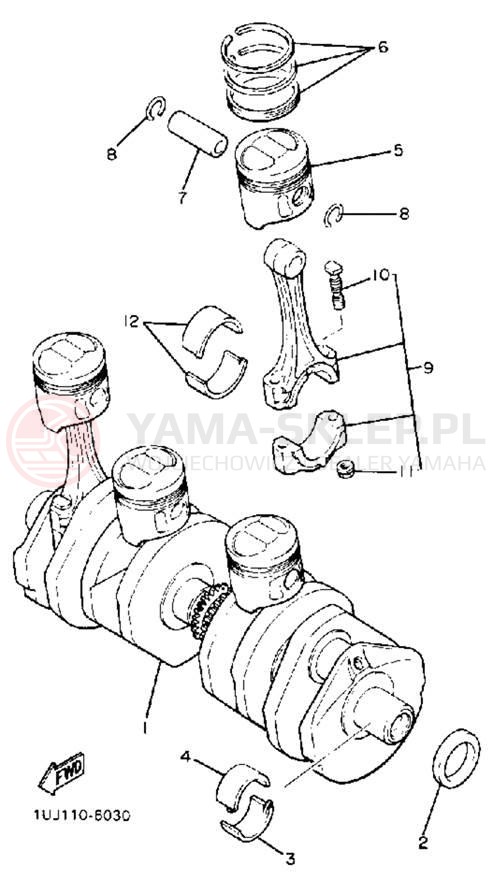 Schemat "Wał korbowy, tłok" do Yamaha FZ600UC/FZ600U
