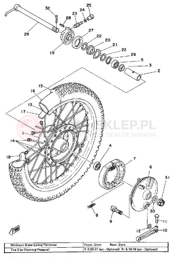 Schemat "Koło przód" do Yamaha IT250G