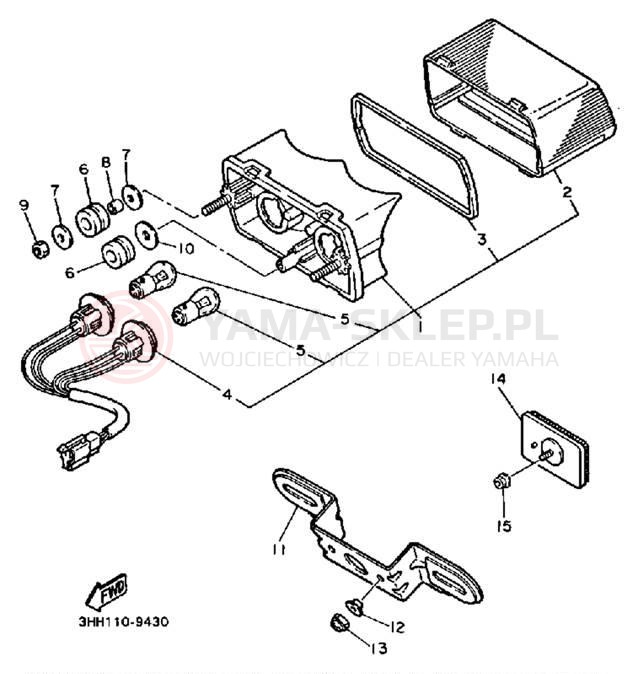 Schemat "lampa tył" do Yamaha FZR600AC
