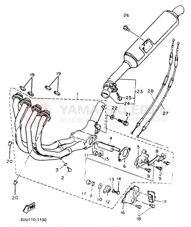 Schemat "Wydech końcowy" do Yamaha FZR600REC