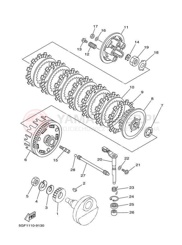 Schemat "sprzęgło" do Yamaha TT-R250 TTR250SC/TTR250S