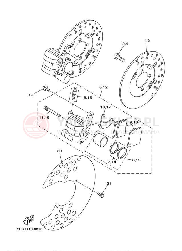 Schemat "Układ hamulcowy przód" do Yamaha BIG BEAR BUCKMASTER YFM400FHM