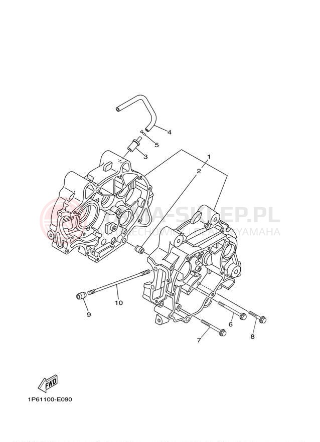 Schemat "Obudowa silnika" do Yamaha TTR50E TTR50EY