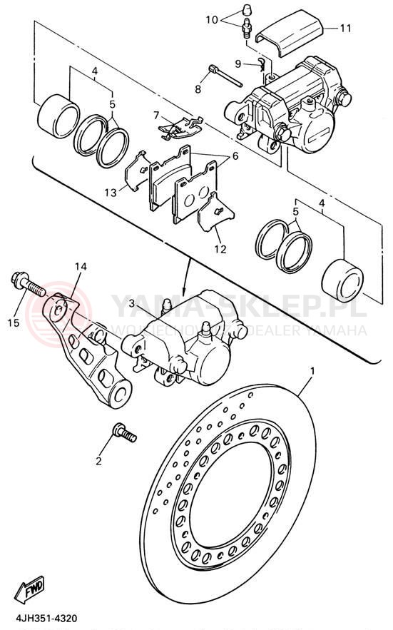 Schemat "Zacisk hamulcowy tylny" do Yamaha YZF600R YZF600RN/YZF600RNC
