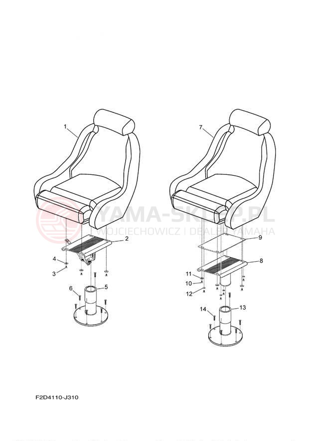 Schemat "SWIVEL SEAT" do Yamaha 242 LIMITED SXT1800HJ