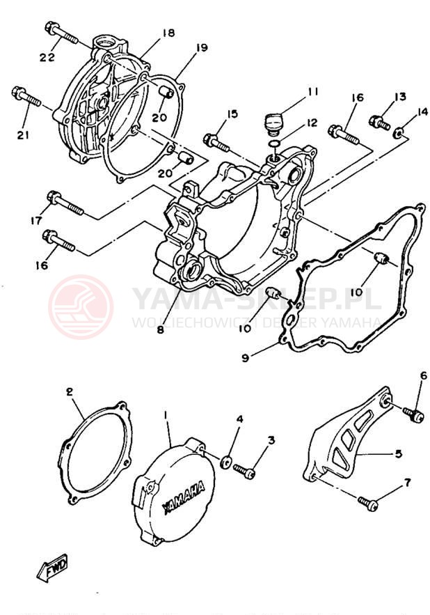 Schemat "Pokrywa silnika" do Yamaha YZ125W