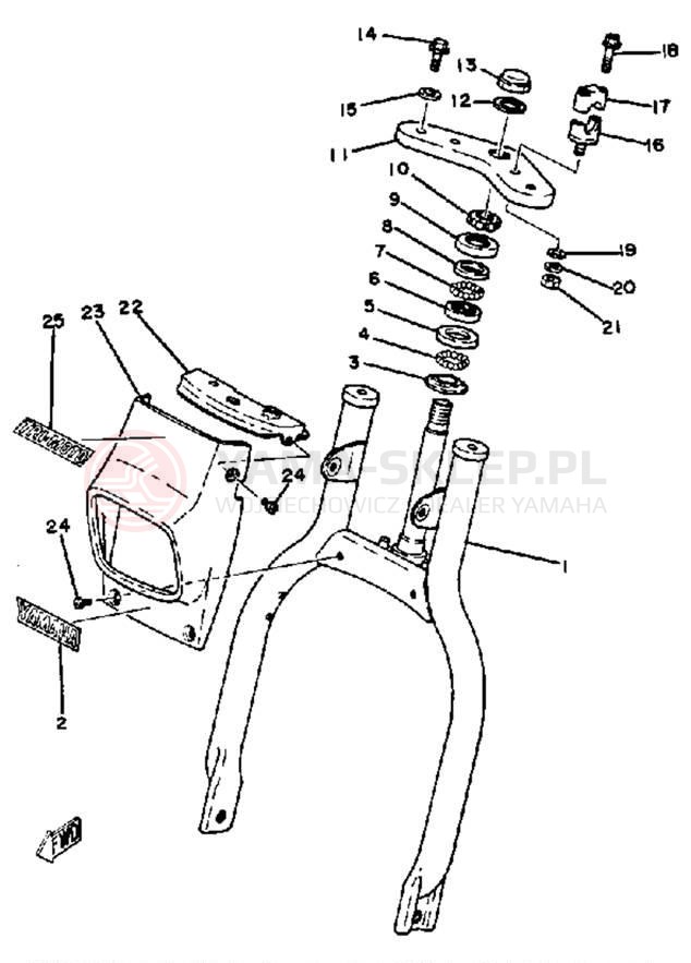 Schemat "Zawieszenie przód" do Yamaha YT125J
