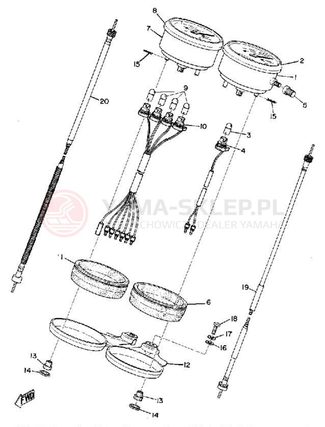 Schemat "Przędkościomierz" do Yamaha DT125B