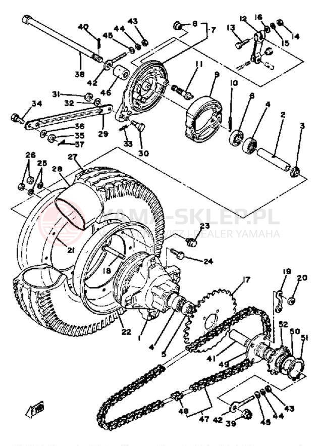 Schemat "Koło tył" do Yamaha LB50PH