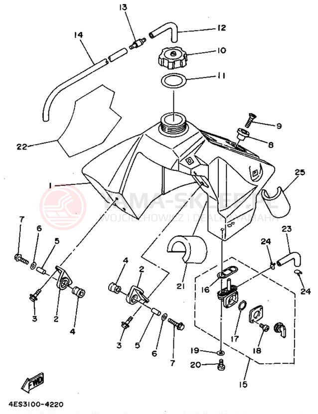 Schemat "zbiornik paliwa" do Yamaha YZ80F1