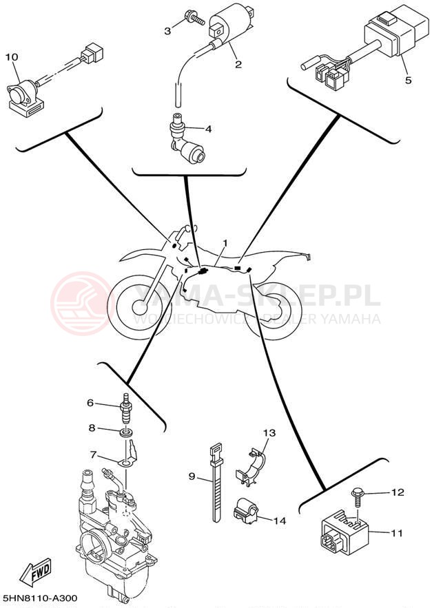 Schemat "układ elektryczny" do Yamaha TTR90 TTR90P
