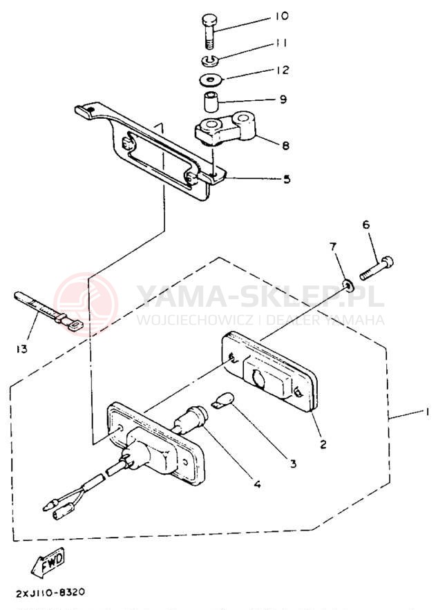 Schemat "lampa tył" do Yamaha BLASTER YFS200E