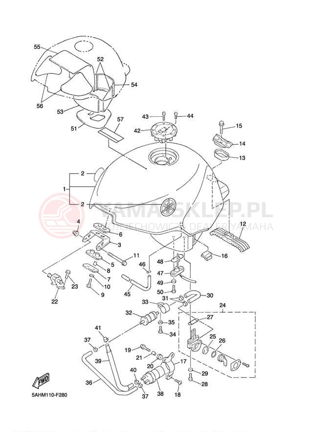 Schemat "zbiornik paliwa" do Yamaha YZF600R YZF600RW/YZF600RWC
