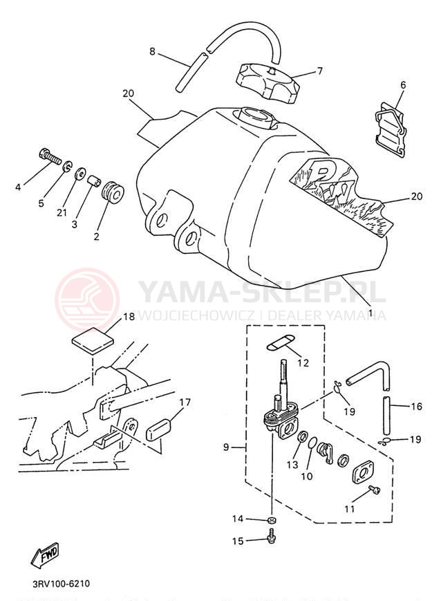 Schemat "zbiornik paliwa" do Yamaha Y-ZINGER PW80H