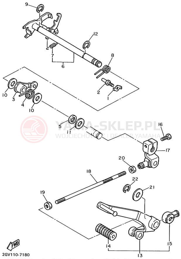 Schemat "Dźwignia zmiany biegów, wałek" do Yamaha VIRAGO 535 XV535MC/XV535M