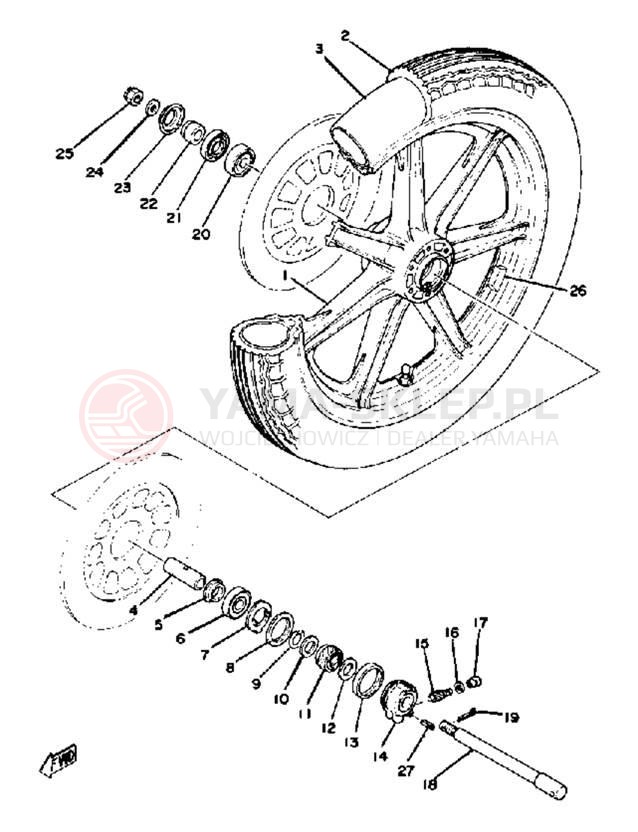 Schemat "Koło przód" do Yamaha XS750SE-31