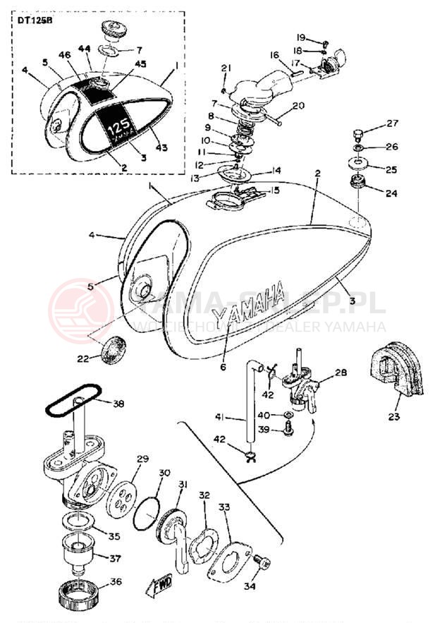 Schemat "zbiornik paliwa" do Yamaha DT125B