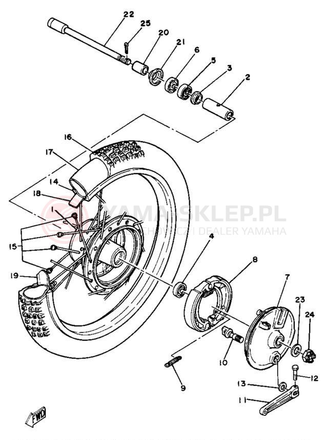 Schemat "Koło przód" do Yamaha YZ125H