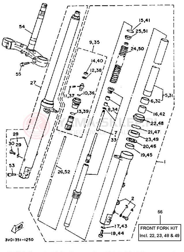 Schemat "Amortyzatory przód" do Yamaha TDM850 TDM850E/TDM850EC