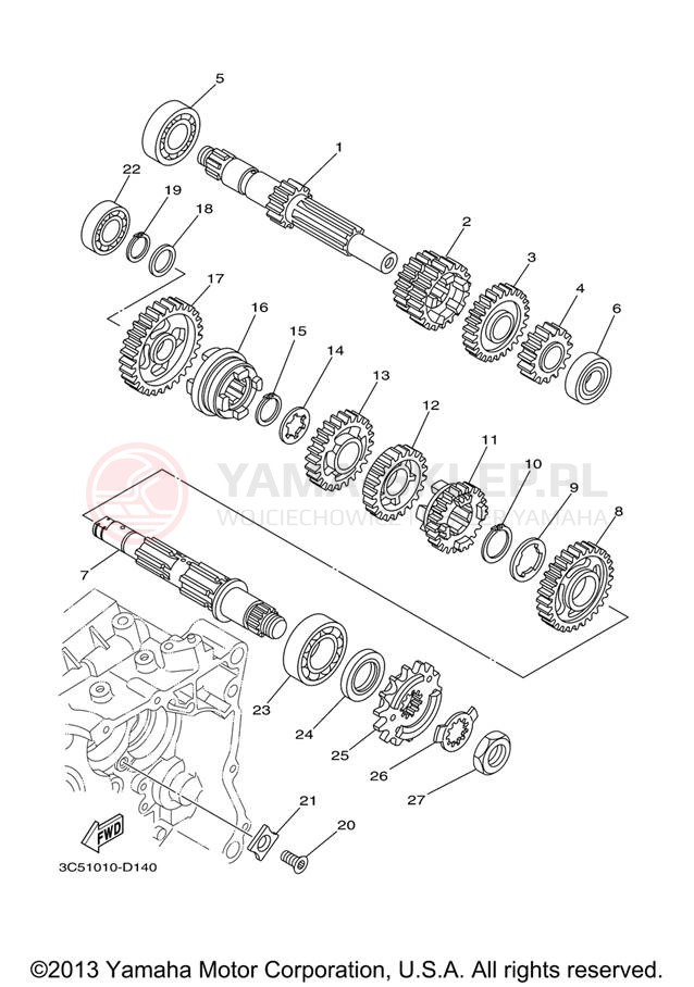 Schemat "Skrzynia biegów " do Yamaha XT250 XT250X/XT250XC