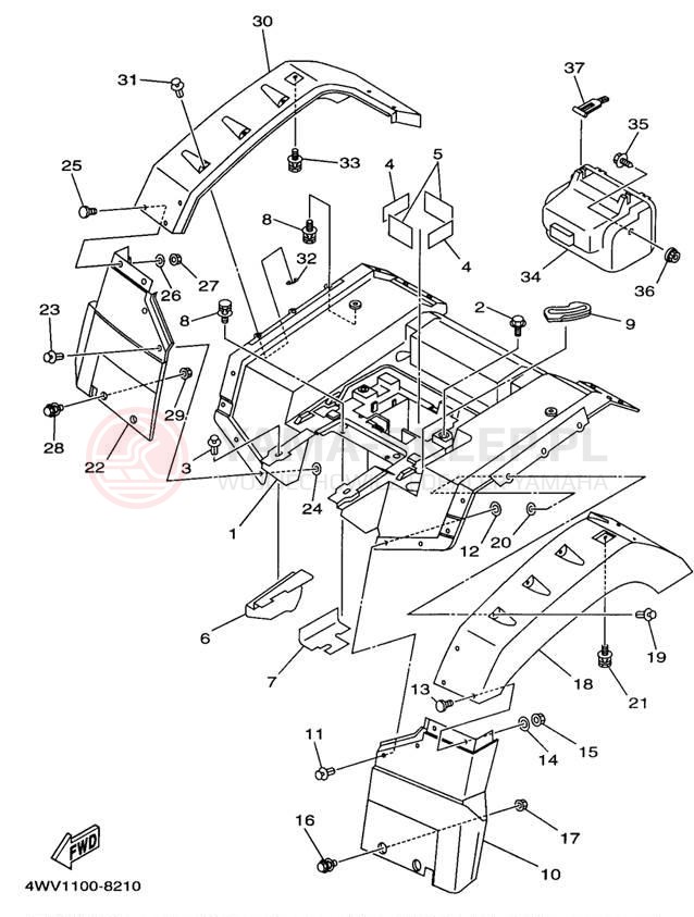 Schemat "Tylny błotnik" do Yamaha GRIZZLY YFM600FWAK/YFM600FWAK