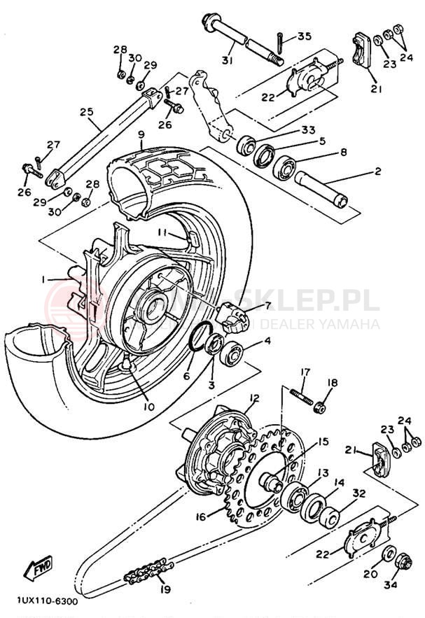 Schemat "Koło tył" do Yamaha FJ1200S/FJ1200SC