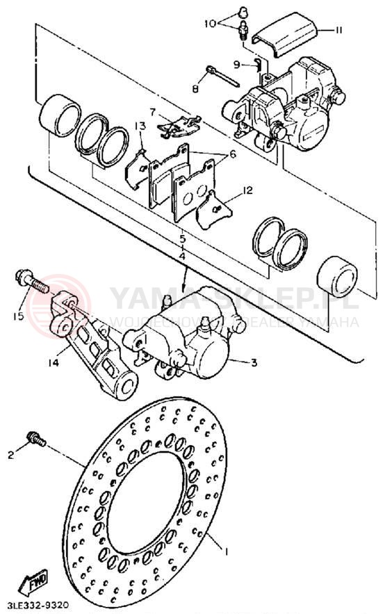 Schemat "Zacisk hamulcowy tylny" do Yamaha FZR1000A/FZR1000AC