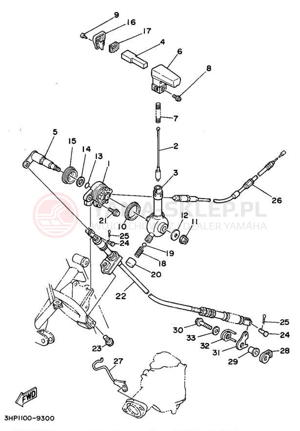 Schemat "dźwignia cofania" do Yamaha MOTO-4 YFM350ERF
