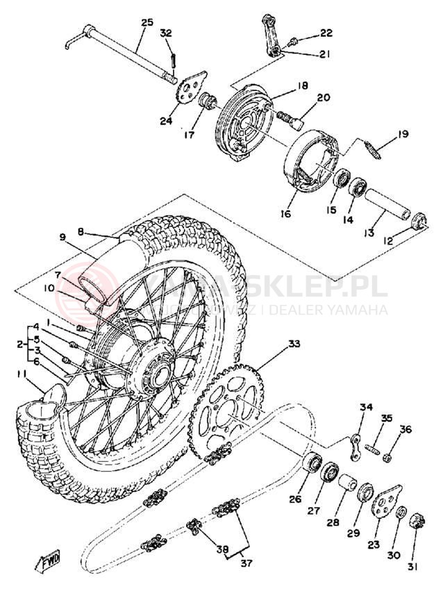 Schemat "Koło tył" do Yamaha IT175F