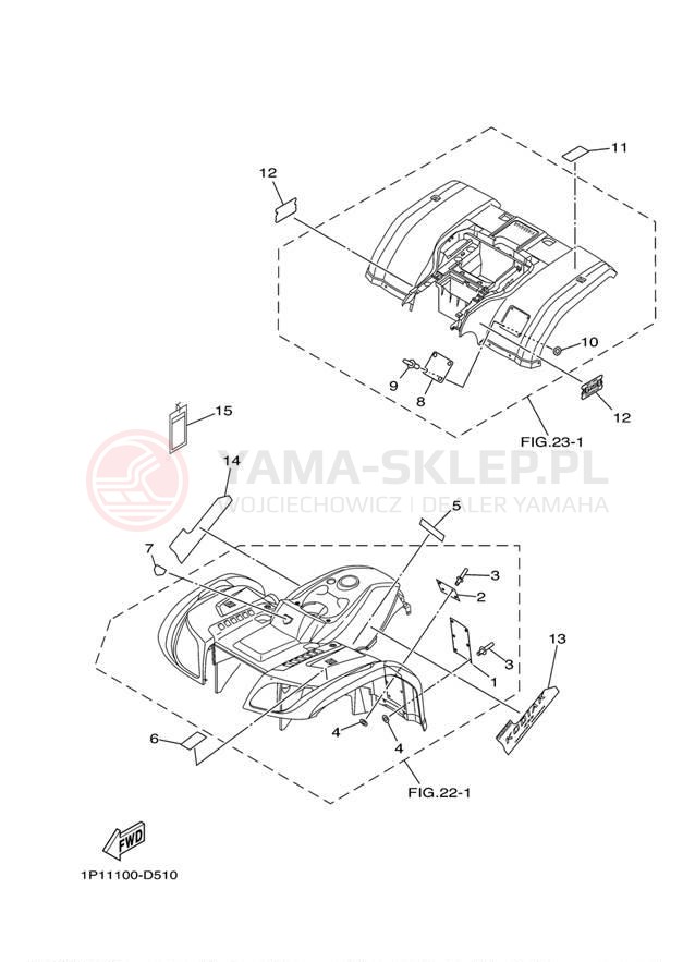 Schemat "naklejki" do Yamaha KODIAK 400 4WD HUNTER YFM4FAHT