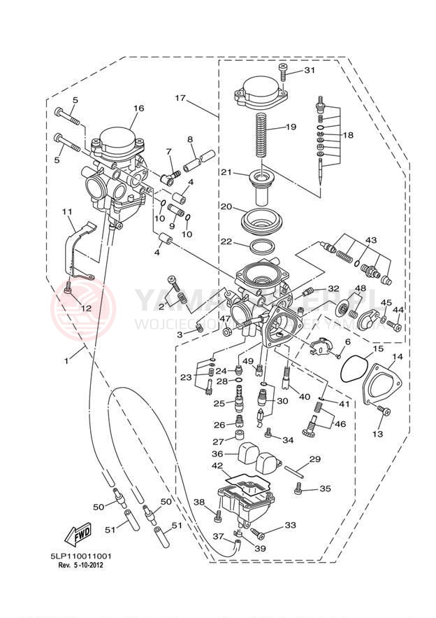 Schemat "gaźnik" do Yamaha 660R RAPTOR YFM660RN/YFM660RNC